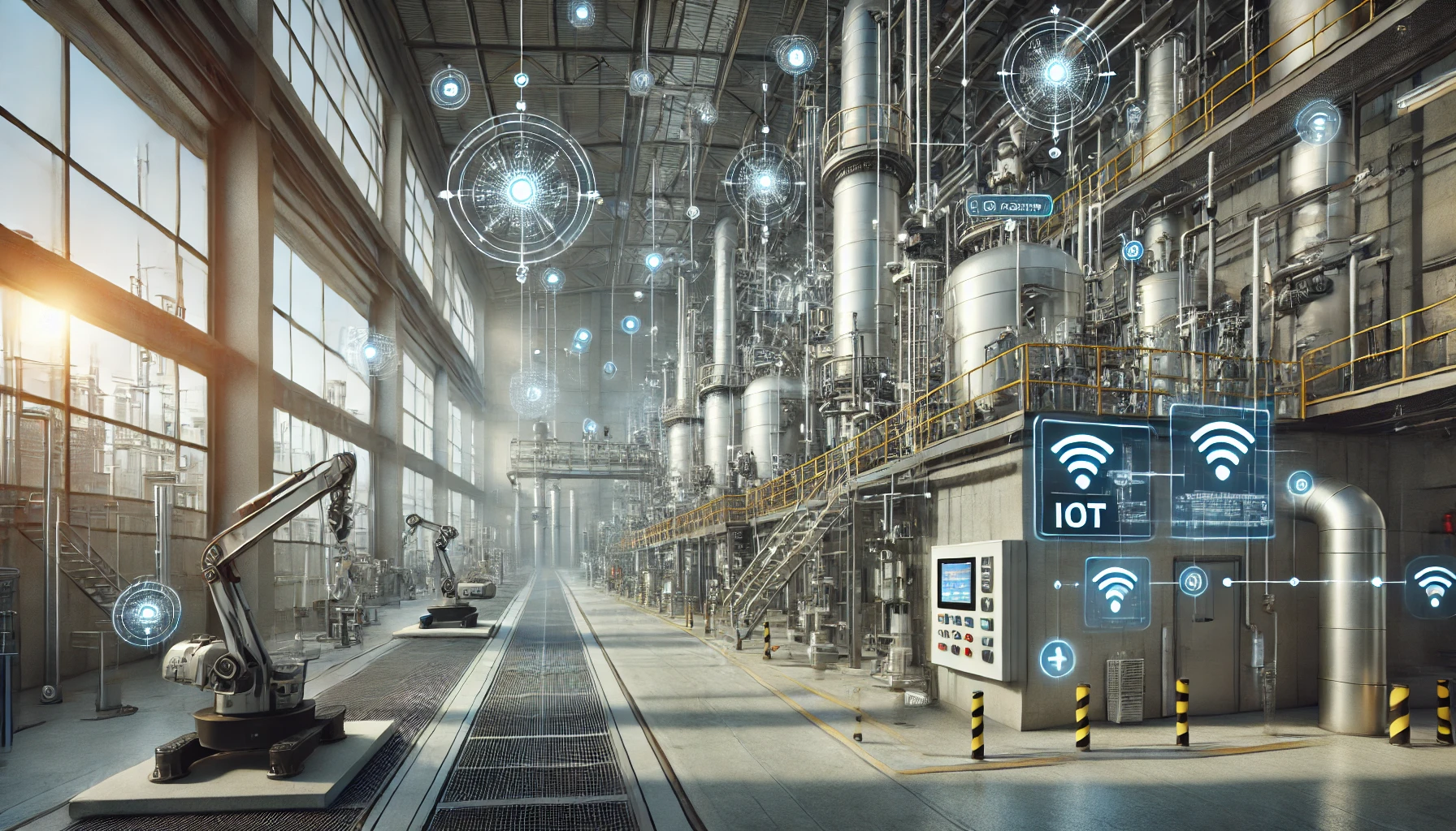 Smart industrial facility with IoT-enabled robotic systems and analytics